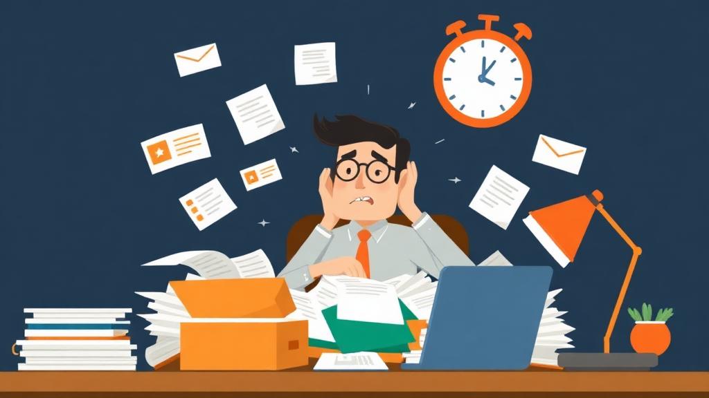 Gestor sobrecarregado com muitas tarefas e pressão